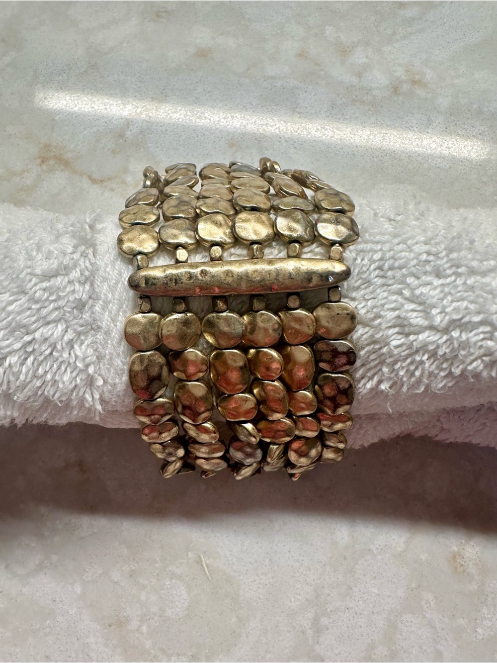 Gold-Tone Multi-Row Textured Stretch Bracelet - Women Jewelry